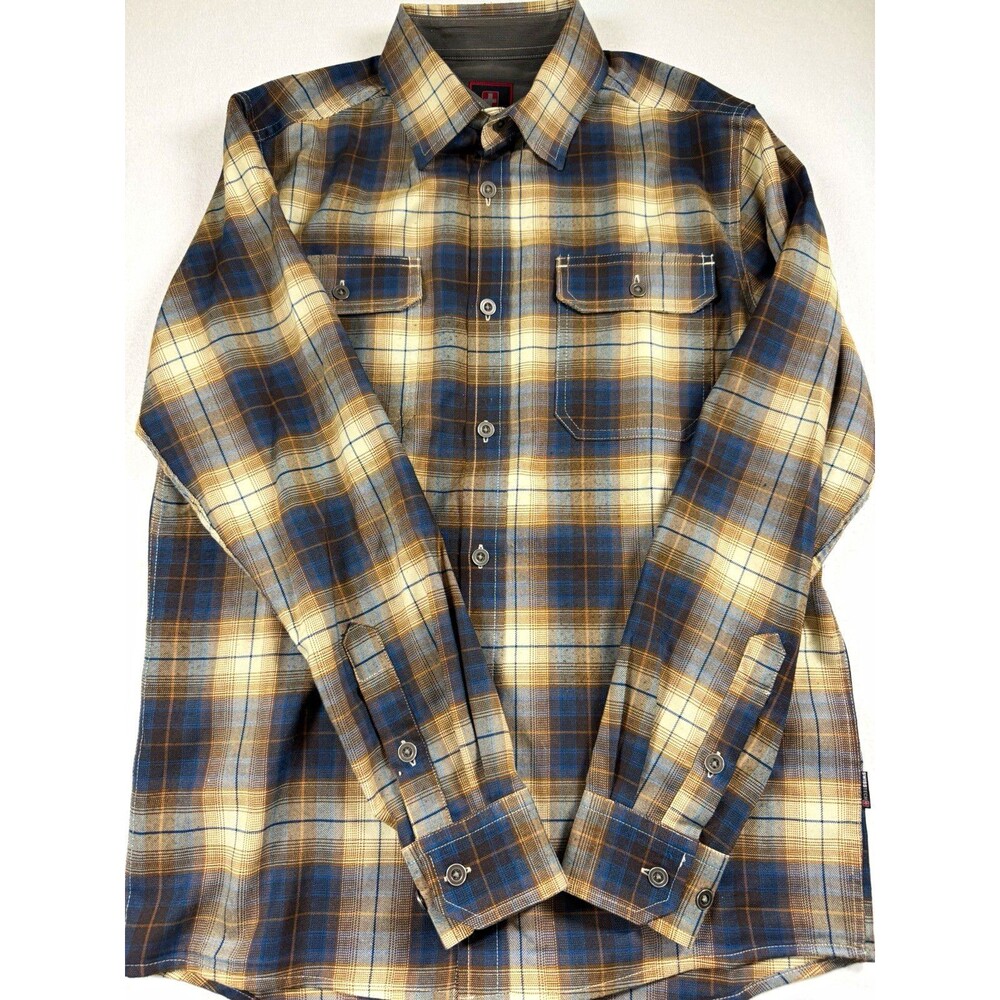 SwissTech Men's Plaid Long Slv Button-Up Shirt S Point Collar Pockets Woven 372